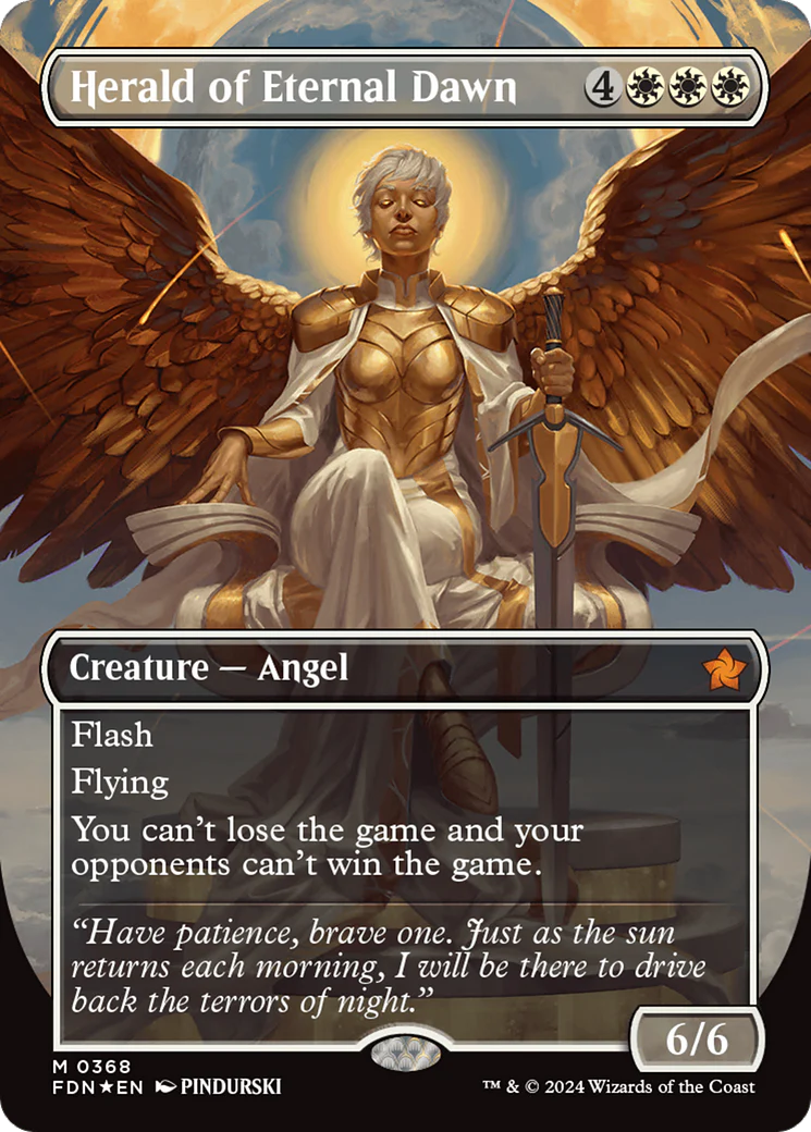 Herald of Eternal Dawn (FDN-368) - Foundations (Borderless) Foil [Mythic]