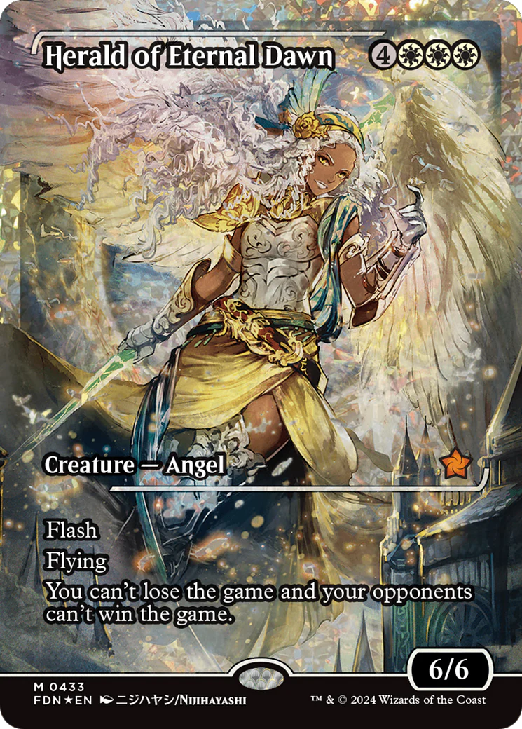 Herald of Eternal Dawn (FDN-433) - Foundations: (borderless, Showcase) Foil [Mythic]