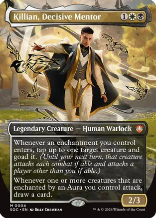 Killian, Decisive Mentor (Borderless) (SOC-004) - Commander: Secrets of Strixhaven [Mythic]