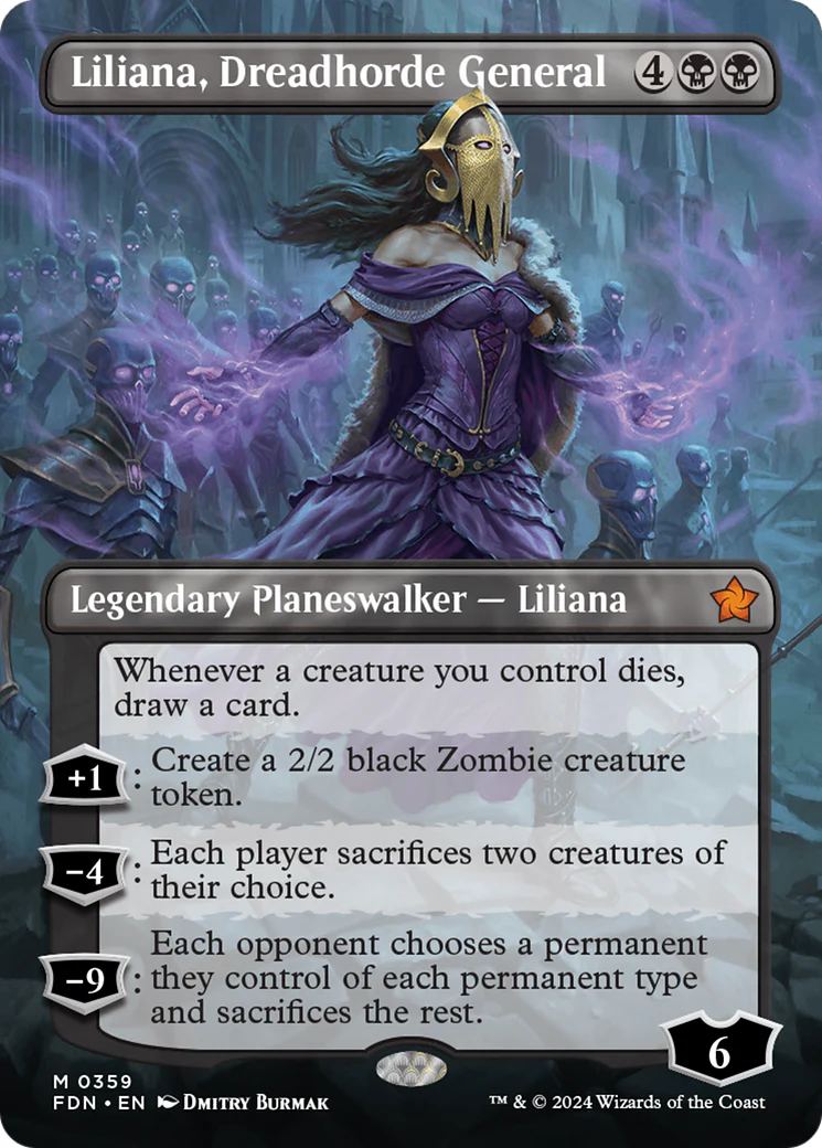 Liliana, Dreadhorde General (FDN-359) - Foundations (Borderless) Foil [Mythic]