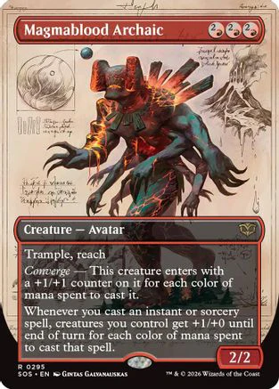 Magmablood Archaic (Borderless) (SOS-295) - Secrets of Strixhaven Foil [Rare]