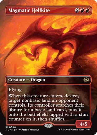 Magmatic Hellkite (Borderless) (TDM-380) - Tarkir: Dragonstorm Foil [Rare]
