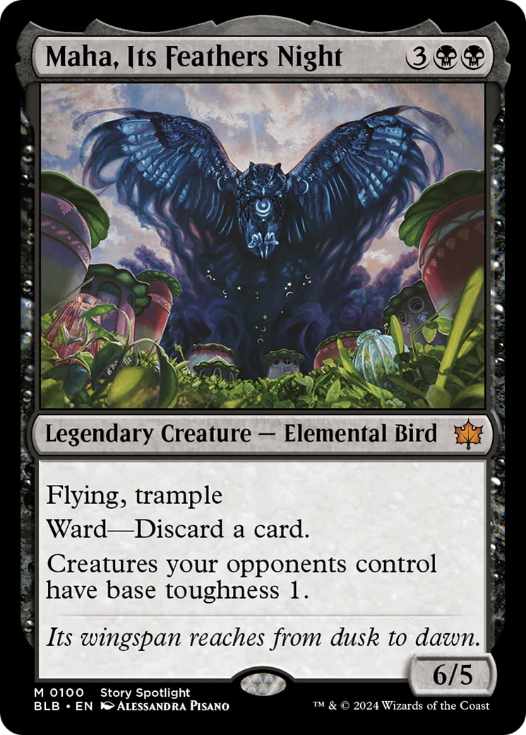 Maha, Its Feathers Night (BLB-100) - Bloomburrow Foil [Mythic]