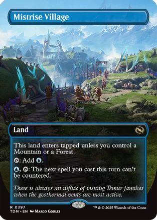 Mistrise Village (Borderless) (TDM-397) - Tarkir: Dragonstorm [Rare]