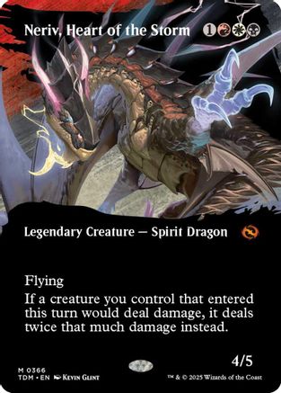 Neriv, Heart of the Storm (Borderless) (TDM-366) - Tarkir: Dragonstorm [Mythic]