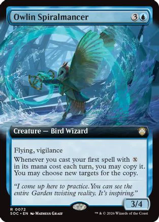 Owlin Spiralmancer (Extended Art) (SOC-072) - Commander: Secrets of Strixhaven [Rare]