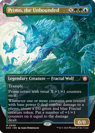 Primo, the Unbounded (Borderless) (SOC-006) - Commander: Secrets of Strixhaven Foil [Mythic]