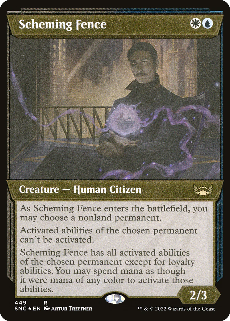 Scheming Fence (SNC-449) - Streets of New Capenna: (Showcase) Etched Foil [Rare]