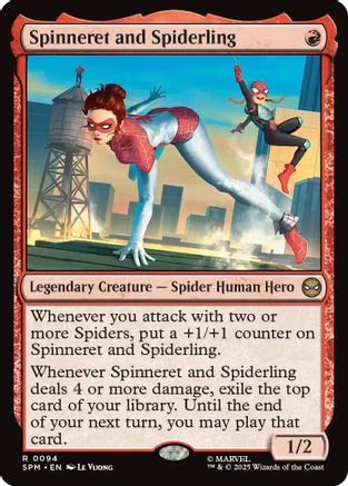Spinneret and Spiderling (SPM-094) - Marvel's Spider-Man Foil [Rare]