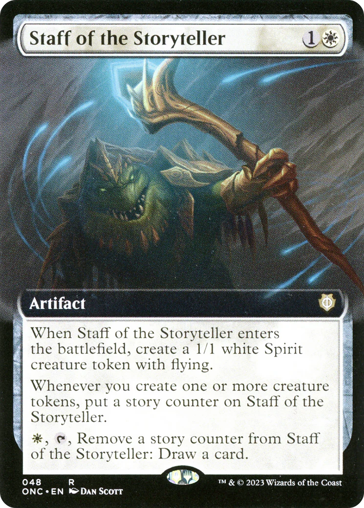Staff of the Storyteller (ONC-048) - Phyrexia: All Will Be One Commander: (Extended Art) [Rare]