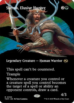Surrak, Elusive Hunter (Borderless) (TDM-350) - Tarkir: Dragonstorm [Rare]