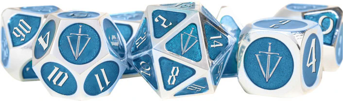 Tales of the Valiant: Metal 7pc Set: Silver w/Light Blue Enamel