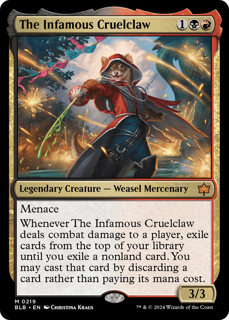 The Infamous Cruelclaw (BLB-219) - Bloomburrow [Mythic]