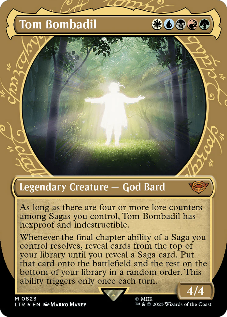 Tom Bombadil (LTR-823) - The Lord of the Rings: Tales of Middle-earth: (Showcase) (Borderless) Surge Foil [Mythic]
