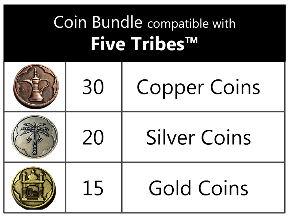 Top Shelf Gamer - Metal Coin Bundle compatible Five Tribes™ (Set of 65)