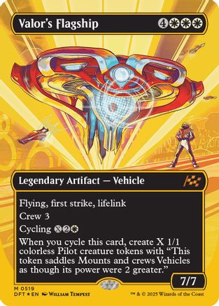 Valor's Flagship (Borderless) (First-Place Foil) (DFT-519) - Aetherdrift Foil [Mythic]